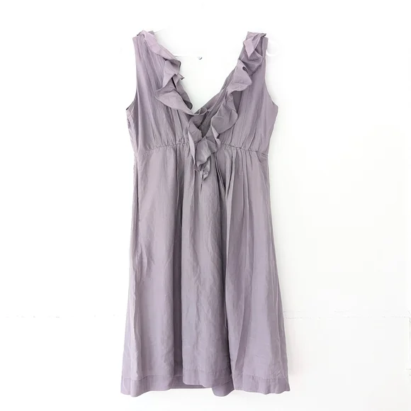 Margit Brandt Danish Designer Romatic Ruffled Lavender Mini Dress * Size Medium - Picture 4 of 8